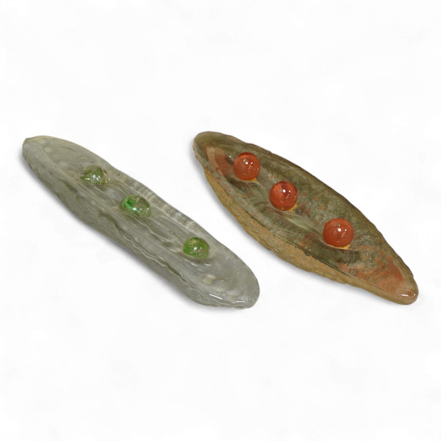 Jean-Marianne Spottiswoode, two contemporary glass sculptures, largest 48cm wide